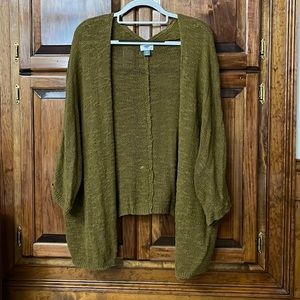 Dark Olive Green Hi-Low Knitted Batwing Sweater